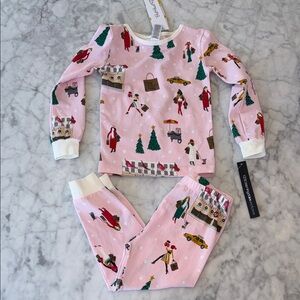 NWT BedHead Bloomingdale’s 100% Exclusive Pink Pajama Set with Holiday Print 3T